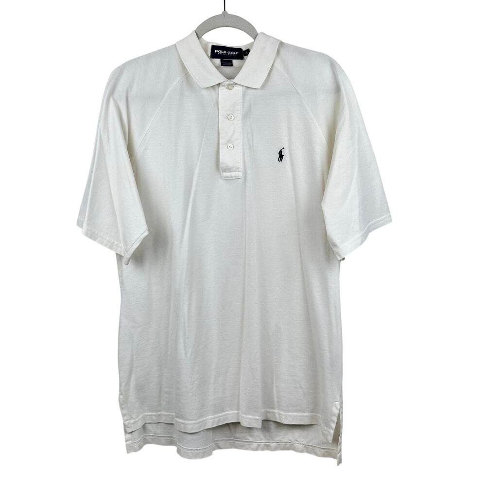 VTG Polo Golf Ralph Lauren Piqué Knit Short Sleeve Polo Shirt Cream Men's L Y2K